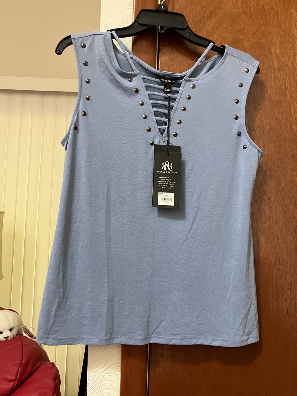 Rock & Republic Light Blue Studded vintage tank top NWT